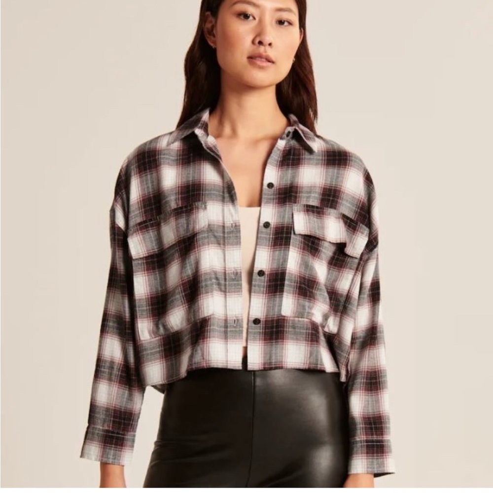 Abercrombie & Fitch 90’s Cropped plaid Button flannel shirt soft Grunge Small